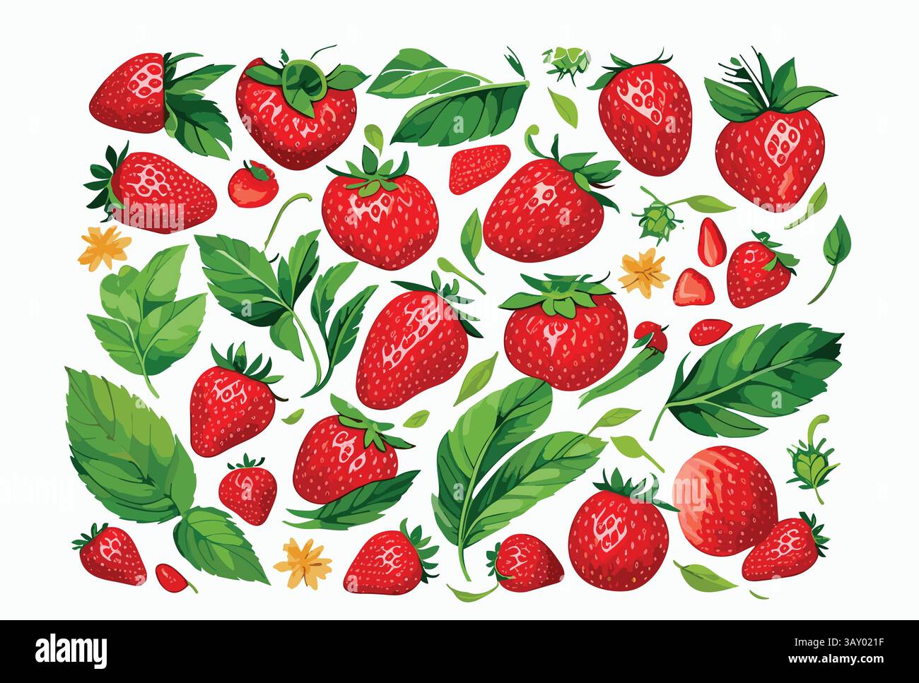 motivo di fragole su sfondo bianco. Illustrazione Vettoriale