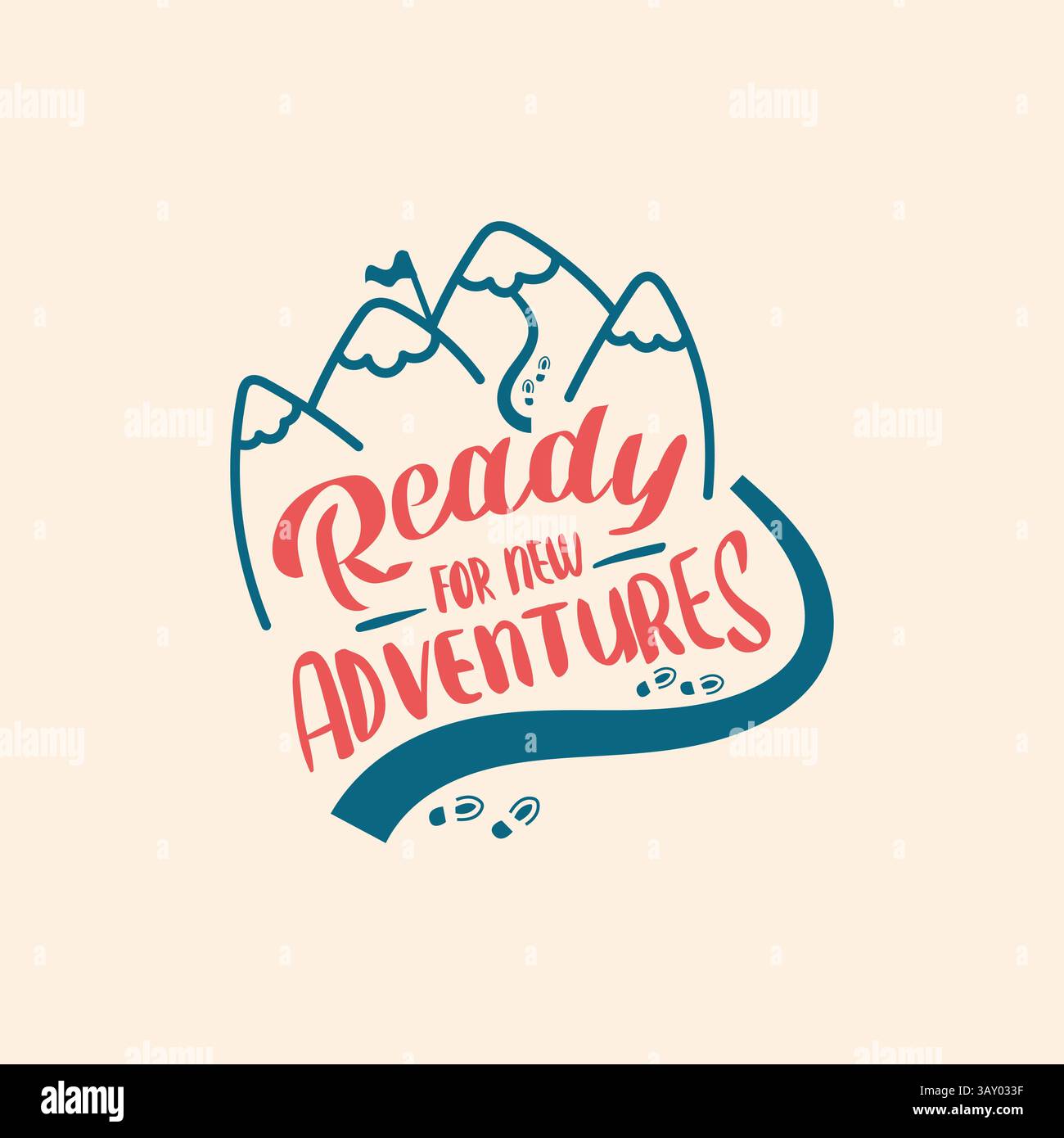 Design del logo Adventure e del logo aziendale in modello vettoriale Illustrazione Vettoriale