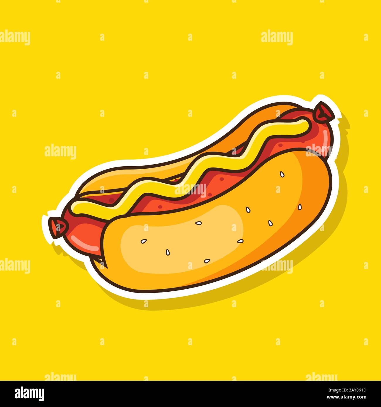 Illustrazione del design di un cartone animato hotdog adesivo Illustrazione Vettoriale