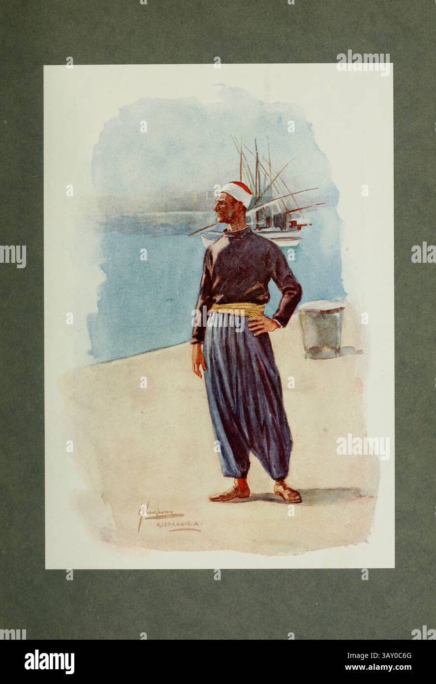 Alexandrian Boatmen - Marakbi ArtWork di Lance Thackeray ha pubblicato 1916 Lot 'Lance' Thackeray RBA (17 gennaio 1867 – 10 agosto 1916) è stato un illustratore inglese, quando aveva più di trent'anni, ha trascorso alcuni inverni in Egitto e ha prodotto schizzi umoristici Foto Stock