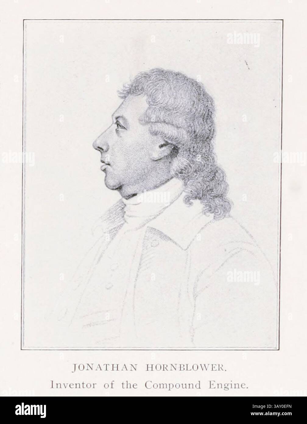 Jonathan Hornblower (5 luglio 1753 – 23 febbraio 1815) è stato un pioniere inglese della potenza a vapore. Inventò il motore a vapore composto nel 1781 dall'articolo THE GROWTH OF ECONOMY IN MARINE ENGINEERING. Di Walter M. McFarland. PARTE II: INTRODUZIONE DI PRESSIONI PIÙ ELEVATE E MOTORI COMPOSTI. Dalla rivista Engineering dedicata al progresso industriale volume XXIII 1902 The Engineering Magazine Co Foto Stock