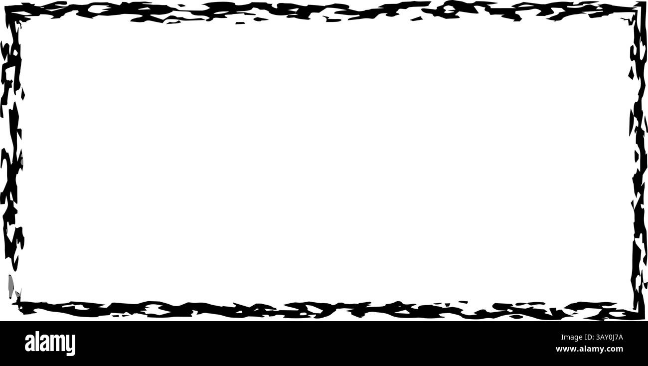 Cornice rettangolare in gesso. Elemento di design grunge geometrico con gesso testurizzato vettoriale disegnato a mano Illustrazione Vettoriale