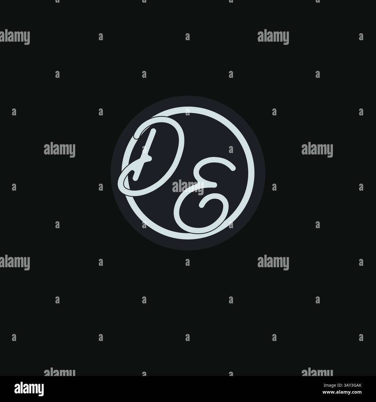 Le iniziali DEL logo monogramma con una semplice linea circolare che ispira la grafica vettoriale Illustrazione Vettoriale