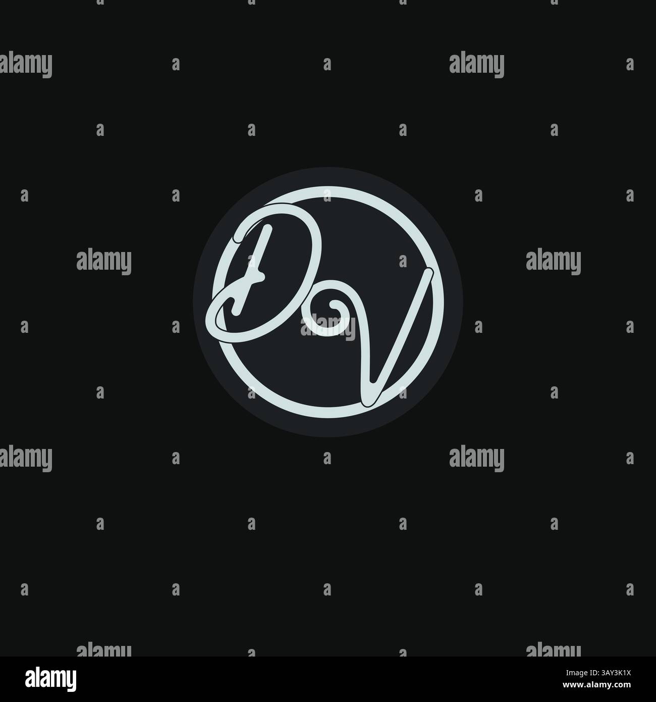 Iniziali logo DV monogramma con semplice disegno circolare ispirato grafica vettoriale Illustrazione Vettoriale