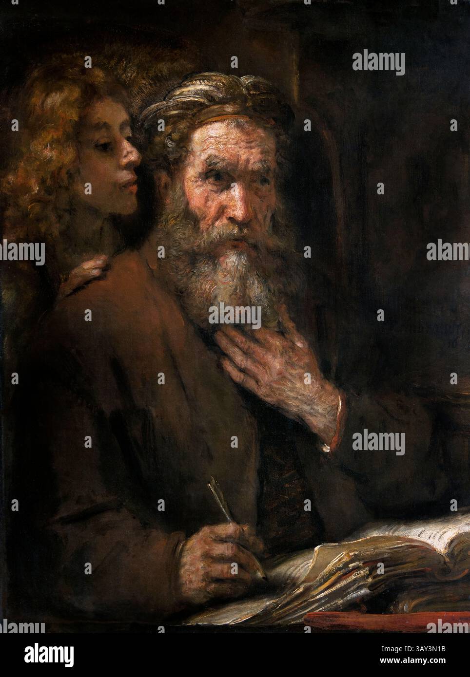 Rembrandt Harmensz van Rijn 1606–1669) San MATTEO e l'Angelo 1661 Paesi Bassi olandese Louvre Parigi, Museo di Belle Arti, Francia, Foto Stock