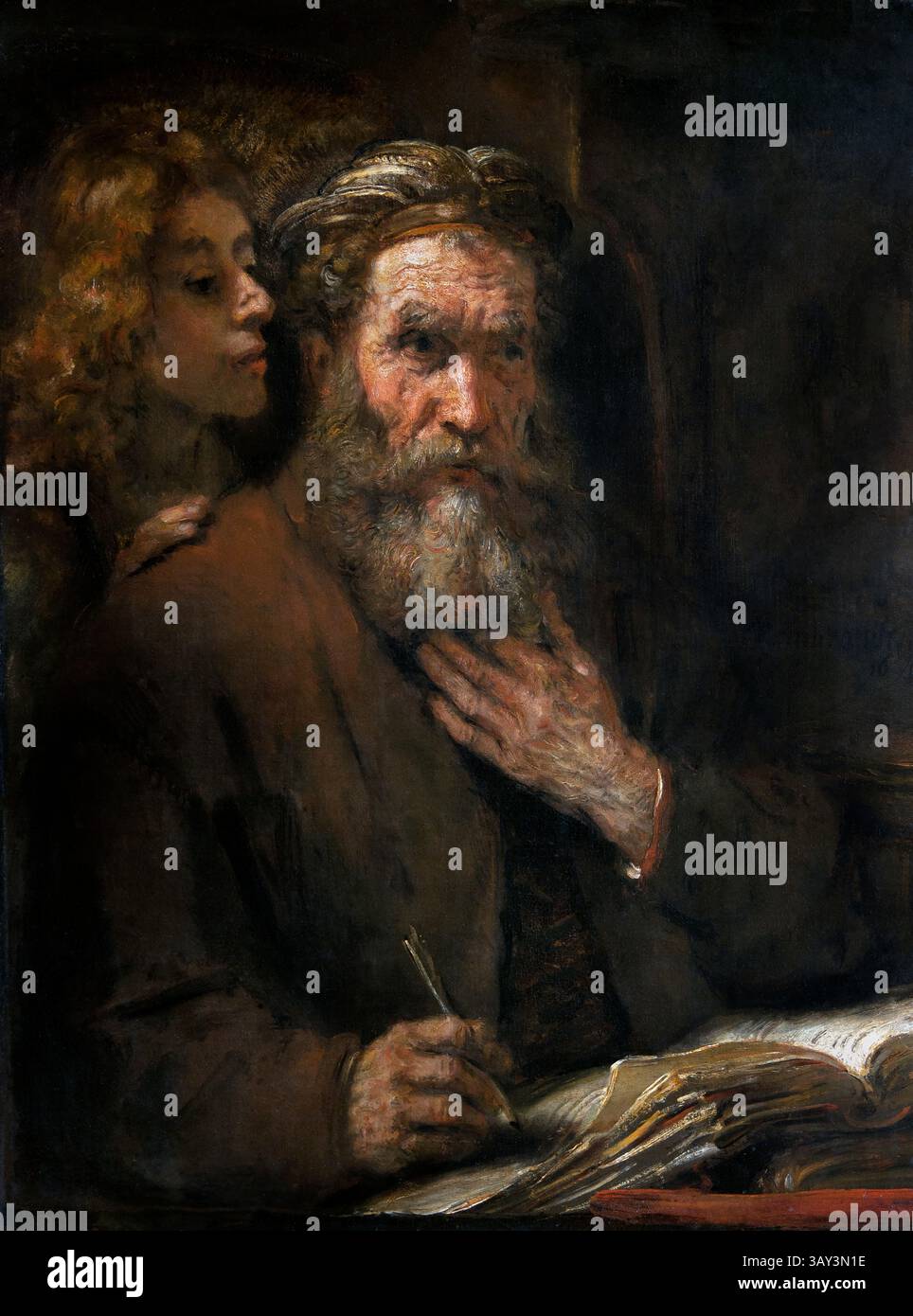 Rembrandt Harmensz van Rijn 1606–1669) San MATTEO e l'Angelo 1661 Paesi Bassi olandese Louvre Parigi, Museo di Belle Arti, Francia, Foto Stock