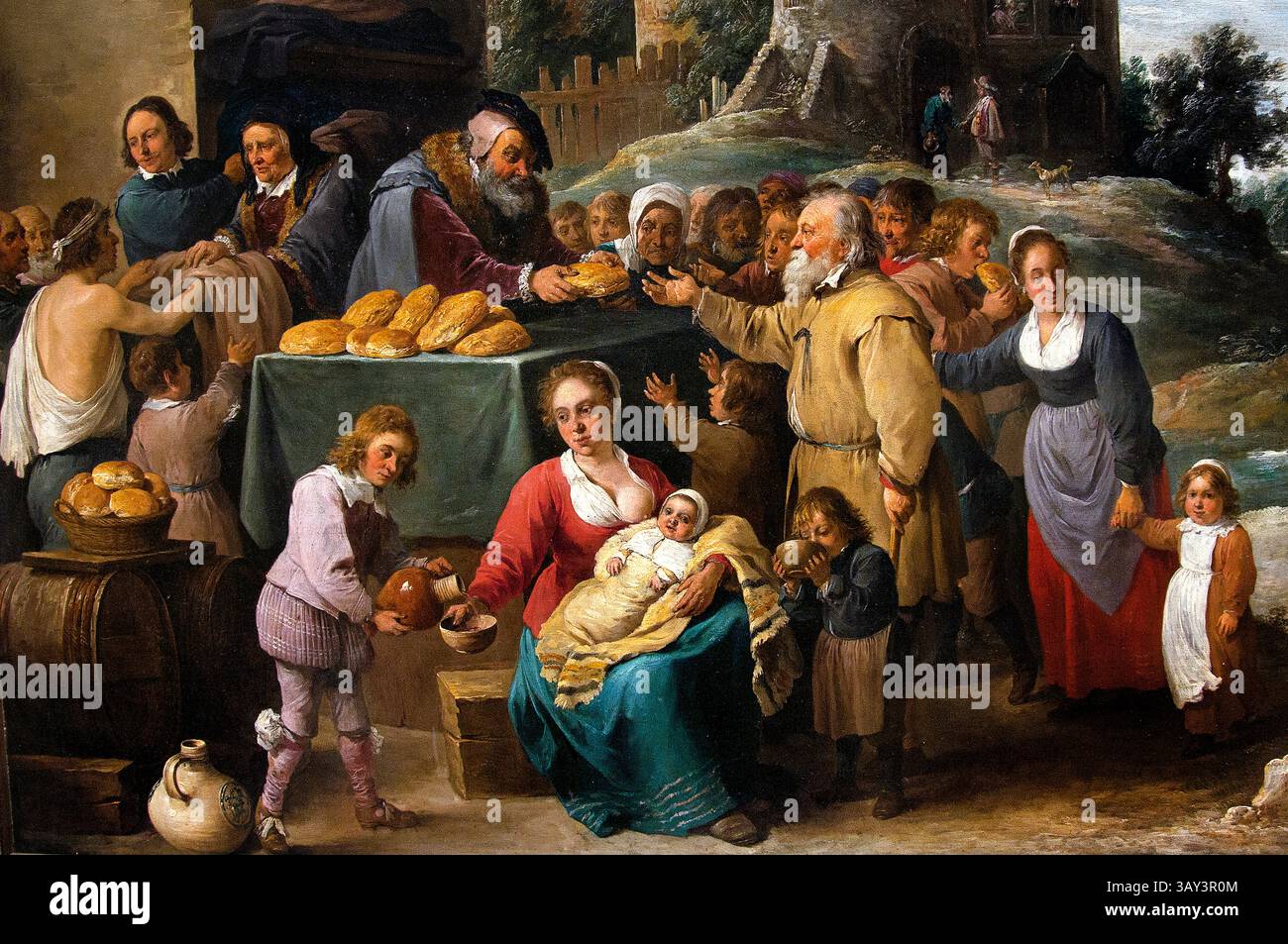 Les oeuvres de miséricorde - le opere della Misericordia 1640 David Teniers il giovane 1610-1690 Francia Louvre francese Parigi, Museo di Belle Arti, Francia, Foto Stock