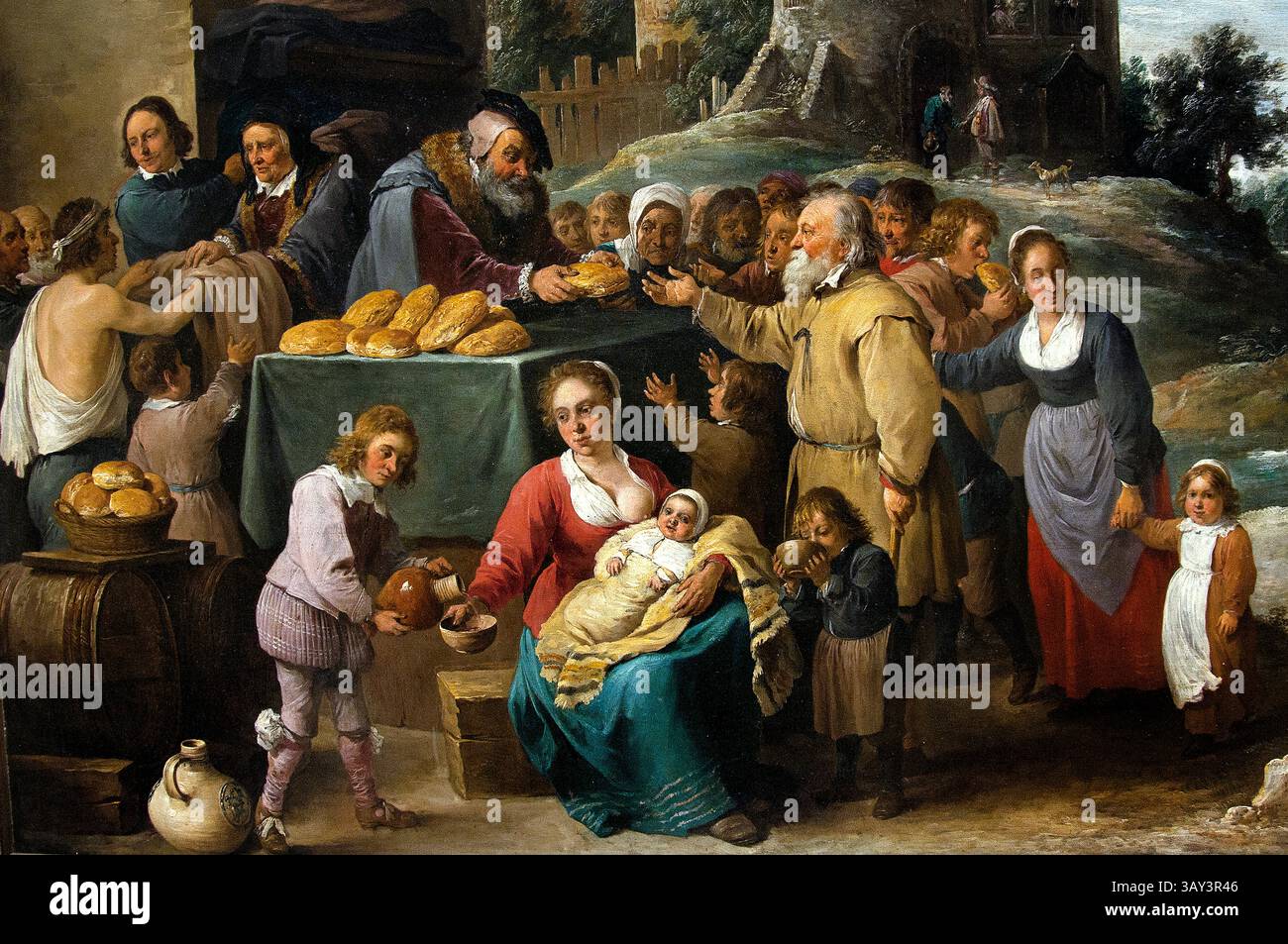 Les oeuvres de miséricorde - le opere della Misericordia 1640 David Teniers il giovane 1610-1690 Francia Louvre francese Parigi, Museo di Belle Arti, Francia, Foto Stock