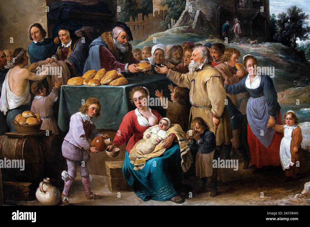 Les oeuvres de miséricorde - le opere della Misericordia 1640 David Teniers il giovane 1610-1690 Francia Louvre francese Parigi, Museo di Belle Arti, Francia, Foto Stock