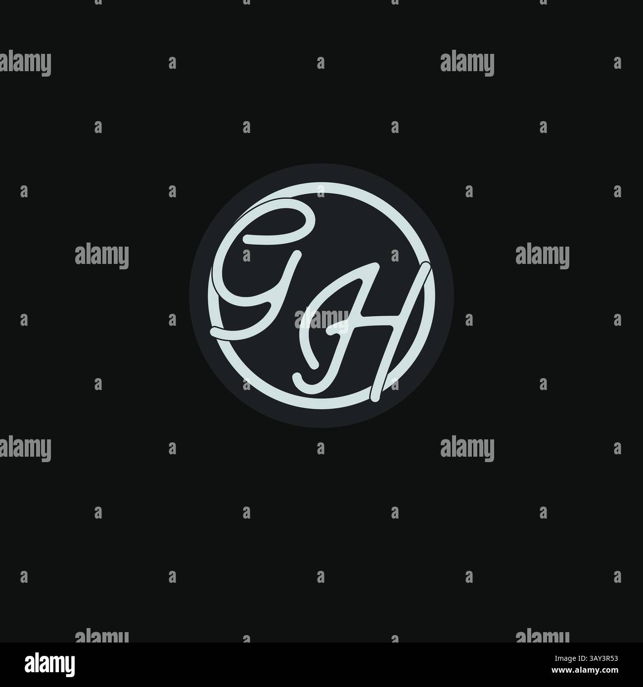 Sigle monogramma logo GH con semplice disegno circolare grafica vettoriale di ispirazione Illustrazione Vettoriale