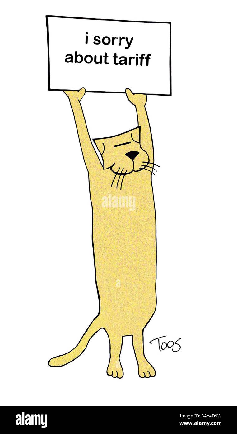 Cat ha un segno che recita “mi dispiace per la tariffa” Foto Stock