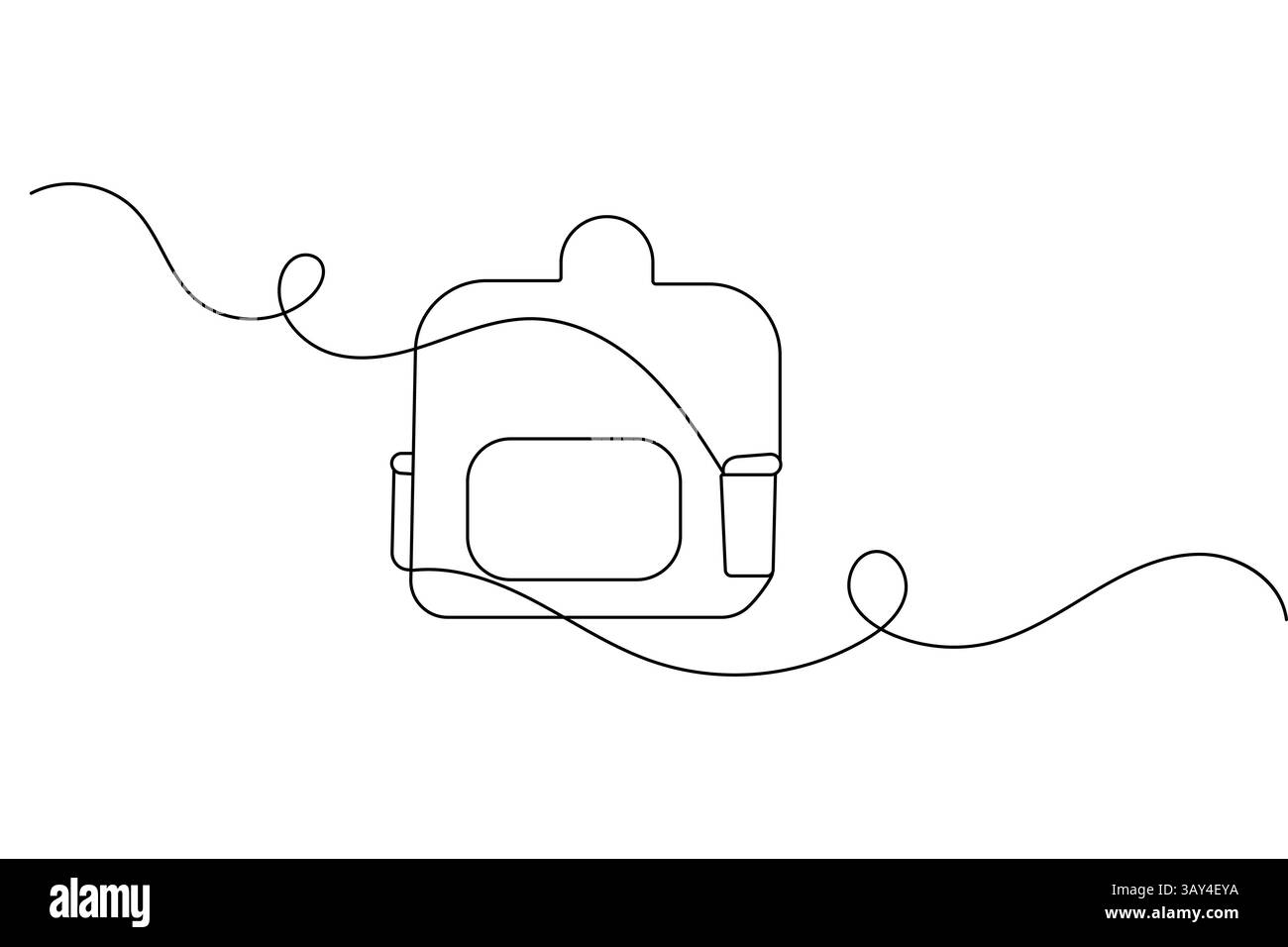 Zaino scolastico a una linea che disegna un'illustrazione vettoriale minimalista pulita Illustrazione Vettoriale