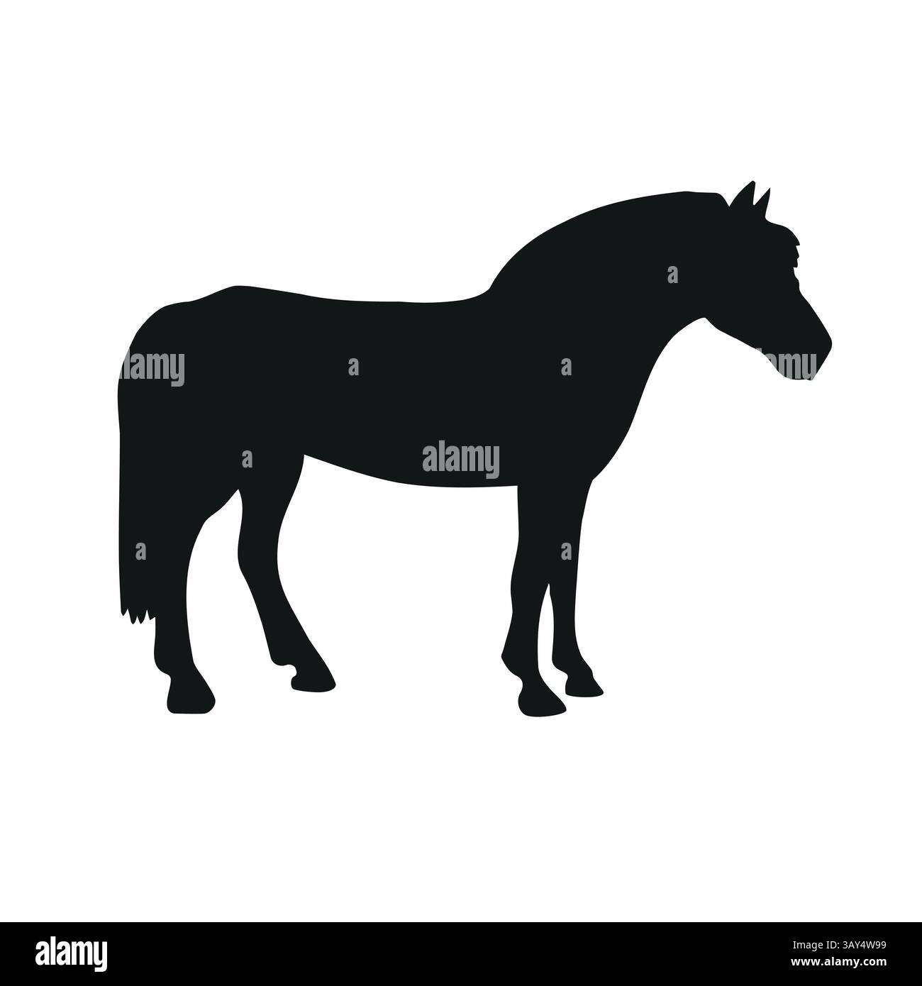 Sagoma vettoriale del cavallo di fiordo disegnato a mano isolata su sfondo bianco Illustrazione Vettoriale