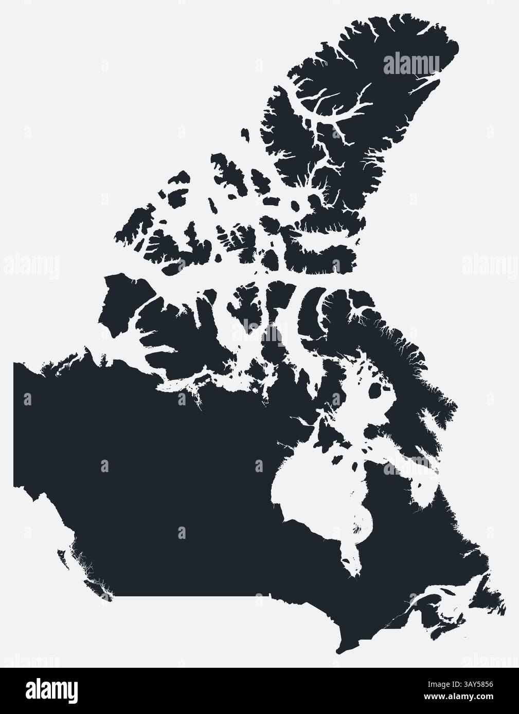 Mappa del Canada. Solo una semplice mappa dei confini. La forma del paese. Profilo Canada vuoto e piatto. Illustrazione del contorno vettoriale. Illustrazione Vettoriale