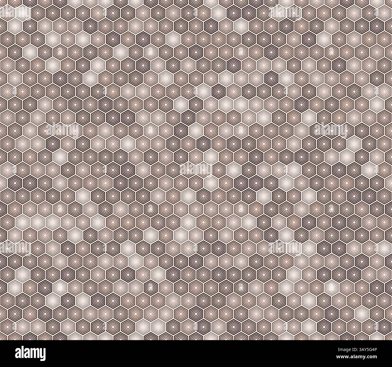Sfondo con motivo esagonale. Sfumature di colore marrone. Sfondo a mosaico esagonale impilato. Profili esagonali. Motivo senza cuciture. Illustrazione Vettoriale