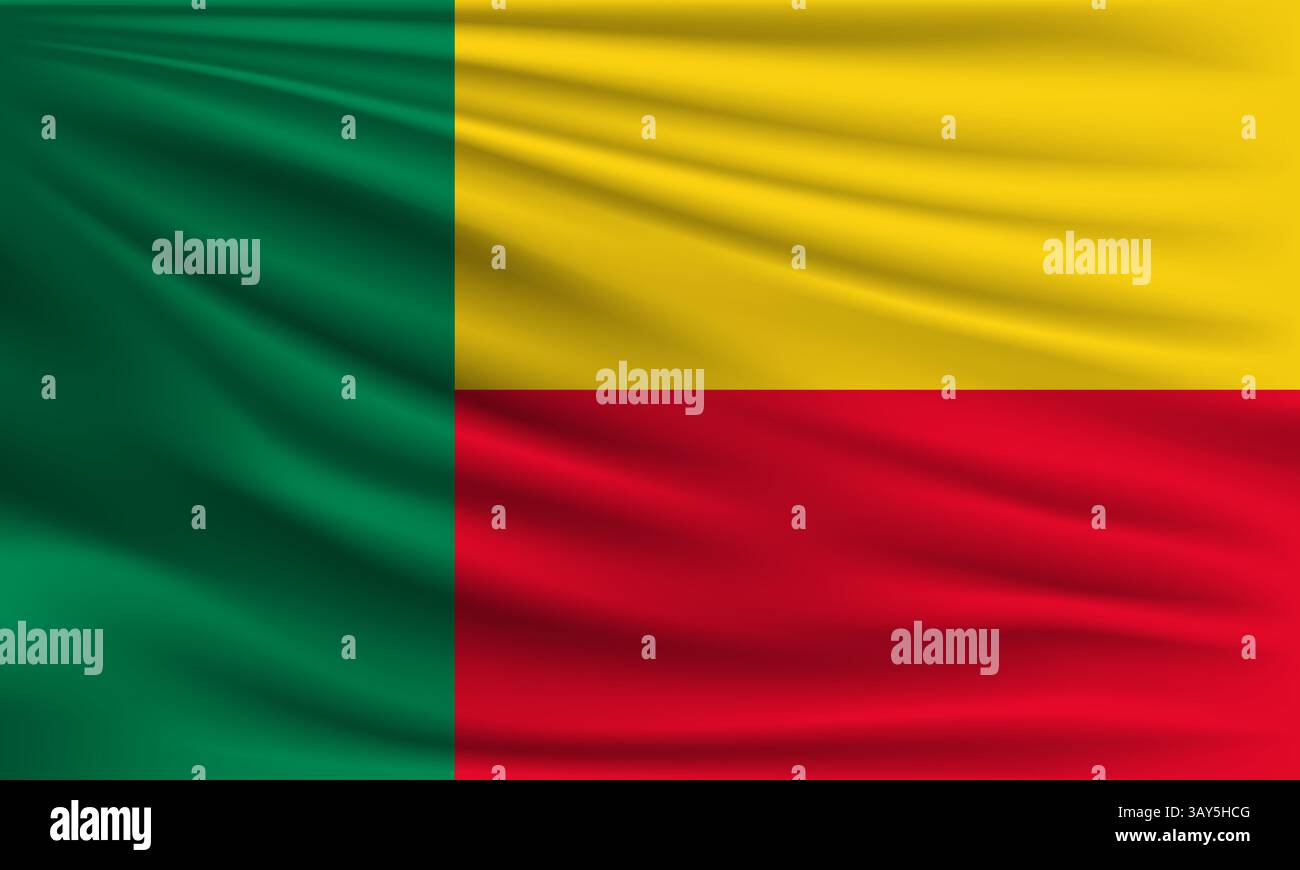 Flag vettoriale dell'illustrazione di sfondo in stile primo piano del Benin Illustrazione Vettoriale