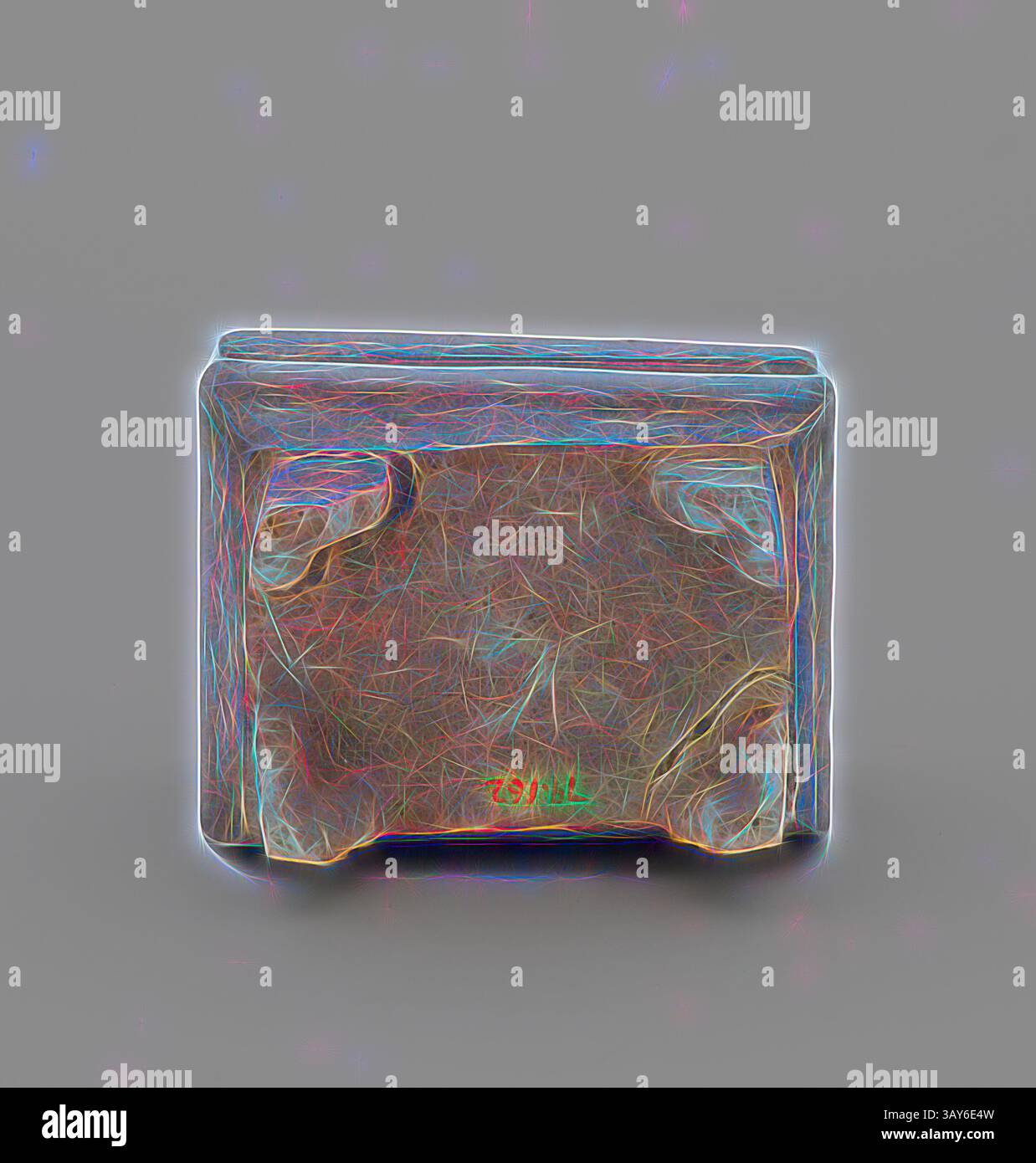 Un oggetto rettangolare testurizzato con angoli arrotondati, caratterizzato da una parte superiore liscia e motivi colorati e complessi che suggeriscono profondità e complessità. Il suo design richiama sia l'artigianato artistico che la funzionalità., bruciatore a incenso, terracotta smaltata, 3-1/2 poll., arte asiatica, arte classica con un tocco moderno reinventata da Artotop Foto Stock