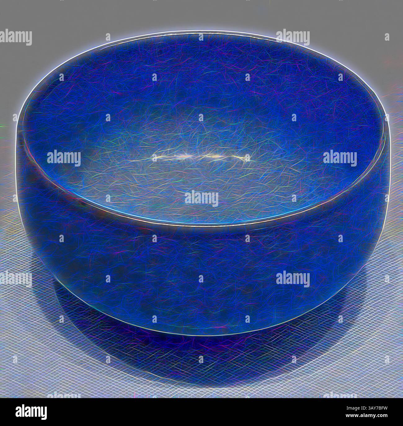 Una ciotola liscia e blu intenso con un design semplice ed elegante che riflette la luce in un modo che ne esalta la forma e la consistenza. Ciotola, dinastia Jin, dinastia Jin, anni '1100, gres con smalto opaco, 2-3/8 x 4-1/4 poll., arte asiatica, arte classica con un tocco moderno reinventata da Artotop Foto Stock