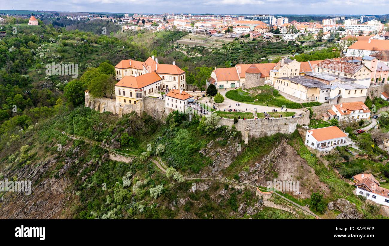 vista aerea del paesaggio storico di znojmo, cechia Foto Stock