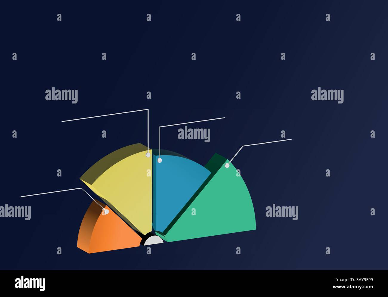 Infografica aziendale che mostra il flusso di lavoro segmentato, le informazioni sulla gestione e le previsioni per lo sviluppo del mercato in un formato strutturato Illustrazione Vettoriale
