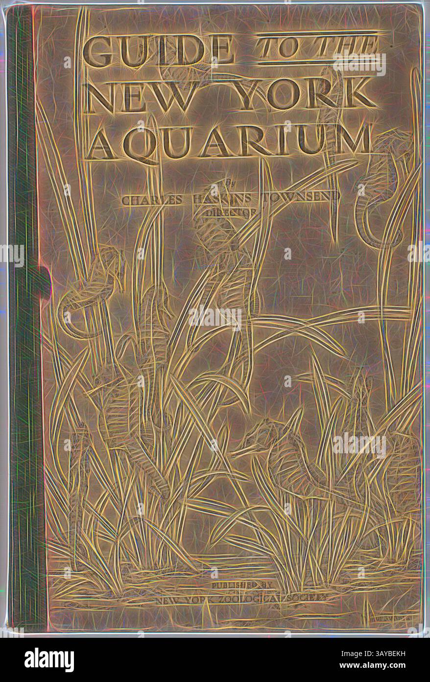 Una guida d'epoca con illustrazioni dettagliate di piante acquatiche, con il titolo in primo piano in cima, che indica la sua attenzione sull'acquario di New York. Sono presenti anche il nome dell'autore e i dettagli della pubblicazione, dandogli un carattere educativo e storico., Book - Charles Haskins Townsend, 'Guide to the New York Aquarium', New York Zoological Society, 1919, 'Guide to the New York Aquarium' scritto da Charles Haskins Townsend e pubblicato dalla New York Zoological Society, 1919. Il libro è stato utilizzato dagli amministratori dell'Exhibition Building come riferimento per l'acquario del Foto Stock