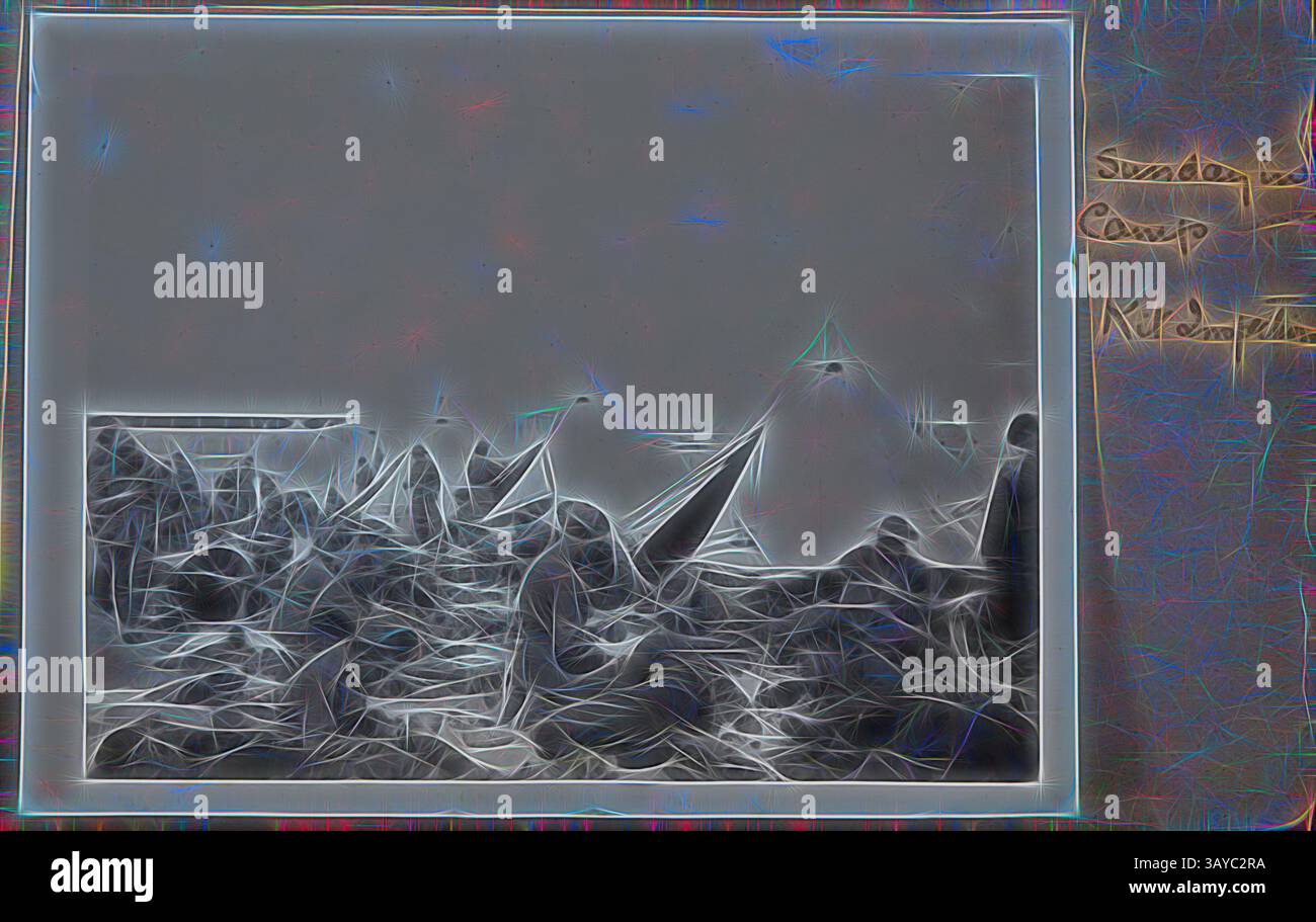 Un paesaggio sereno caratterizzato da un gruppo di tende sullo sfondo di strutture lontane, con accenni di movimento e consistenza. La scena evoca un senso di calma e avventura, catturando un momento in un campeggio., fotografia - "Kit Inspection", Egitto, capitano Edward Albert McKenna, prima guerra mondiale, 1914-1915, una delle 139 fotografie di un album della prima guerra mondiale probabilmente scattate dal capitano Edward Albert McKenna. Le fotografie includono l'addestramento del 7th Battalion a Mena Camp, in Egitto, e visite turistiche. Immagine che raffigura un kit Inspection presso Mena Camp. Il MENA Camp era uno dei tre campi di addestramento utilizzati Foto Stock