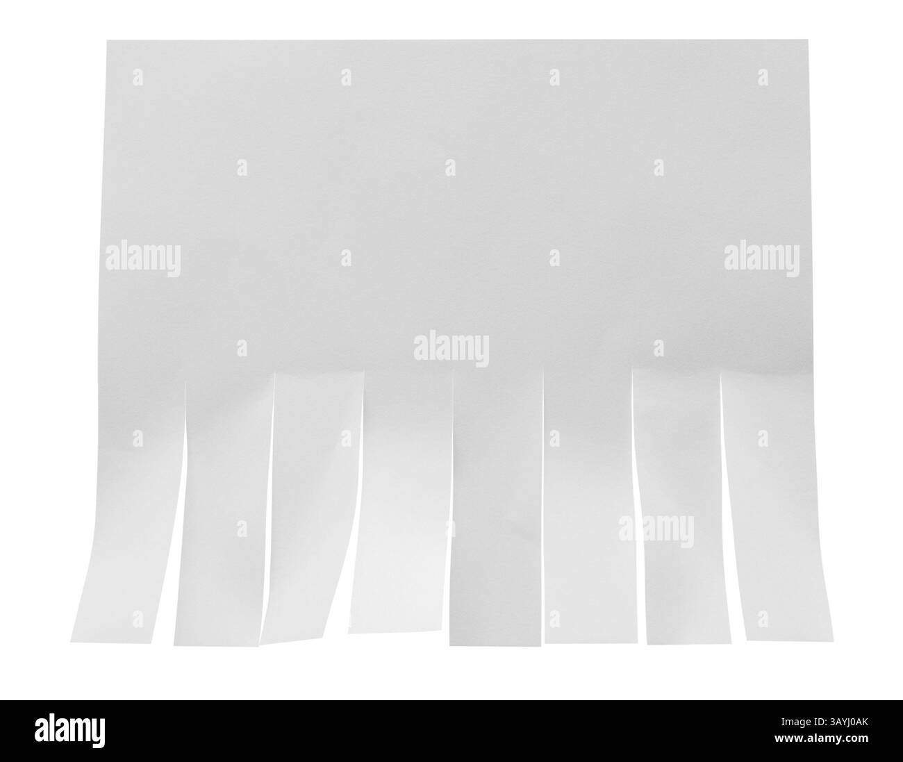 Primo piano di un annuncio bianco vuoto con spazio per il testo, isolato su uno sfondo bianco. Foto Stock