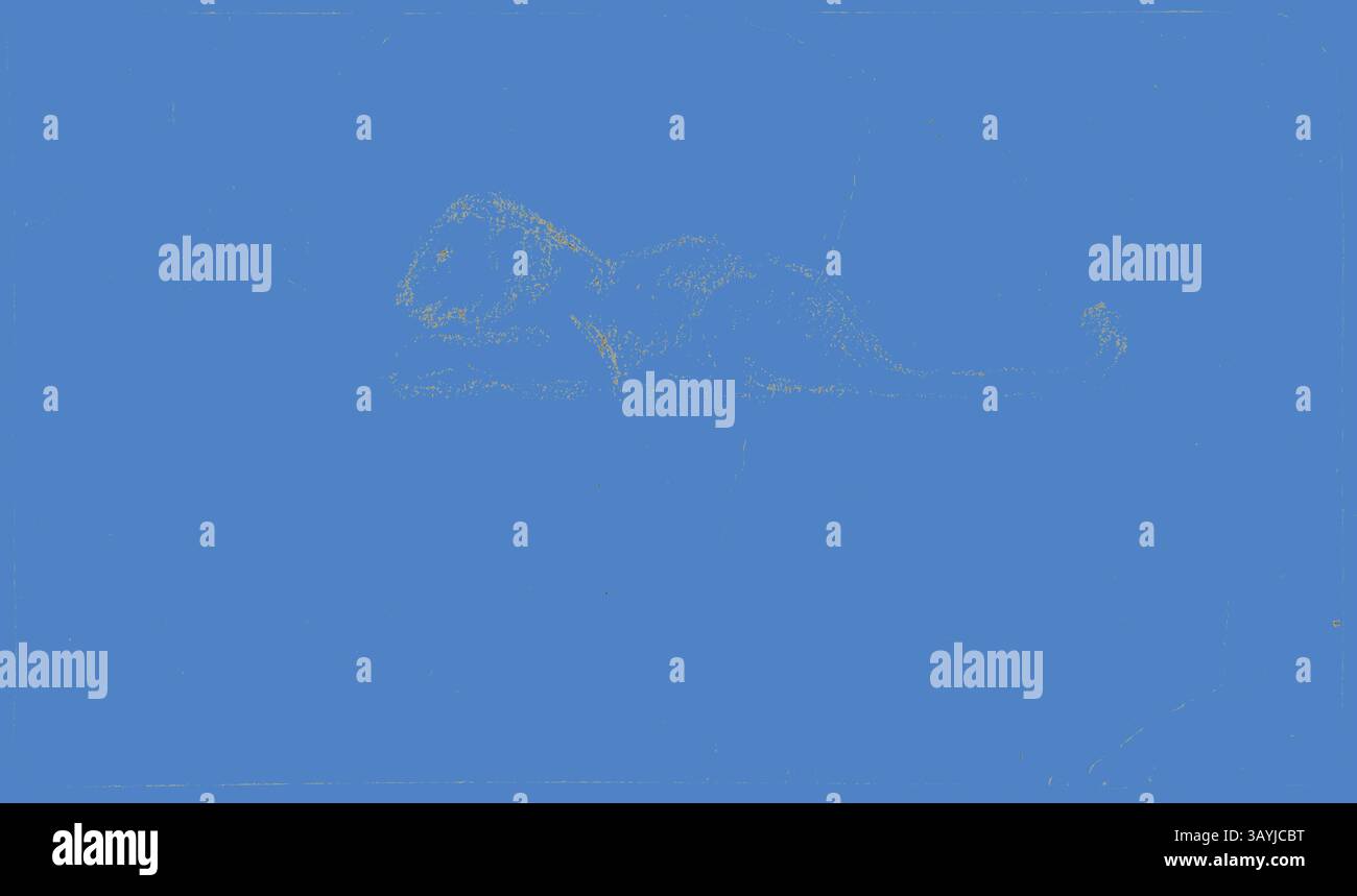 Un leone giace graziosamente in una posizione rilassata, il suo corpo è pronto e lo sguardo premuroso, catturando un momento di calma in natura. Seated Lioness, n.d., Antoine Louis Barye, francese, 1795-1875, Francia, grafite su carta tessuta avorio, posato su carta tessuta avorio, 65 x 110 mm arte classica con un tocco moderno reinventata da Artotop Foto Stock
