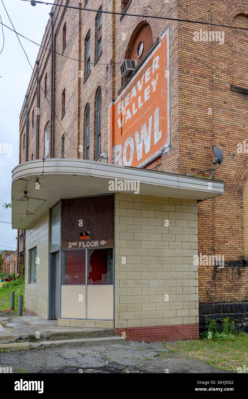 Piste da bowling abbandonate di Beaver Valley Foto Stock