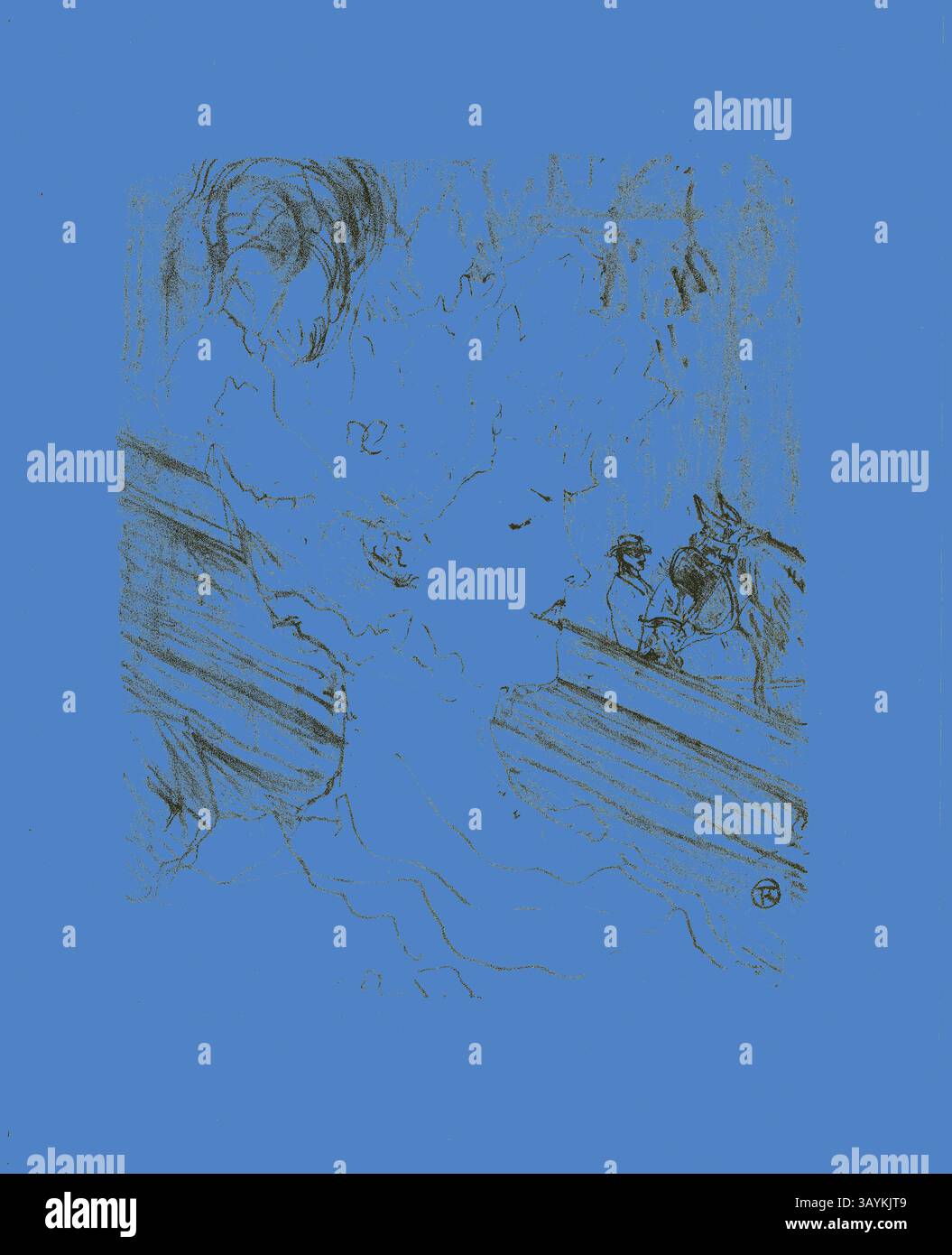 Una scena vorticosa che raffigura figure su una barca, tra onde dinamiche, creando un senso di movimento e di vita in uno stile espressivo e astratto. Emilienne d’Alenc, da Treize Lithographies, 1898, pubblicato prima del 1906, Henri de Toulouse-Lautrec, francese, 1864-1901, Francia, litografia su carta posato avorio, 285 x 234 mm (immagine), 391 x 316 mm (foglio) Arte classica con un tocco moderno reinventata da Artotop Foto Stock