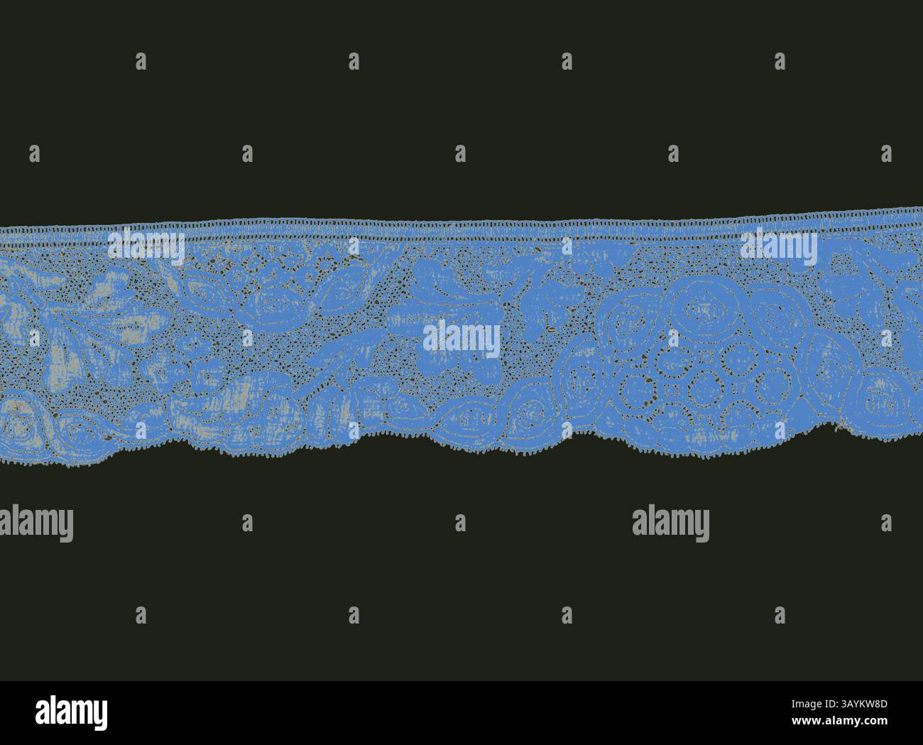 Una delicata striscia di pizzo caratterizzata da intricati motivi floreali e geometrici, che mettono in risalto la raffinata maestria artigianale e l'eleganza. Confine, 1740s/50s, Belgio, Fiandre, Mechlin, Mechelen, lino, pizzo dritto a bobina di tipo noto come "Mechlin" con cuciture a maglia e fondo in maglia di fiocco di neve, 5,2 x 158,65 cm (2 x 62 1/2 poll.) Arte classica con un tocco moderno reinventata da Artotop Foto Stock