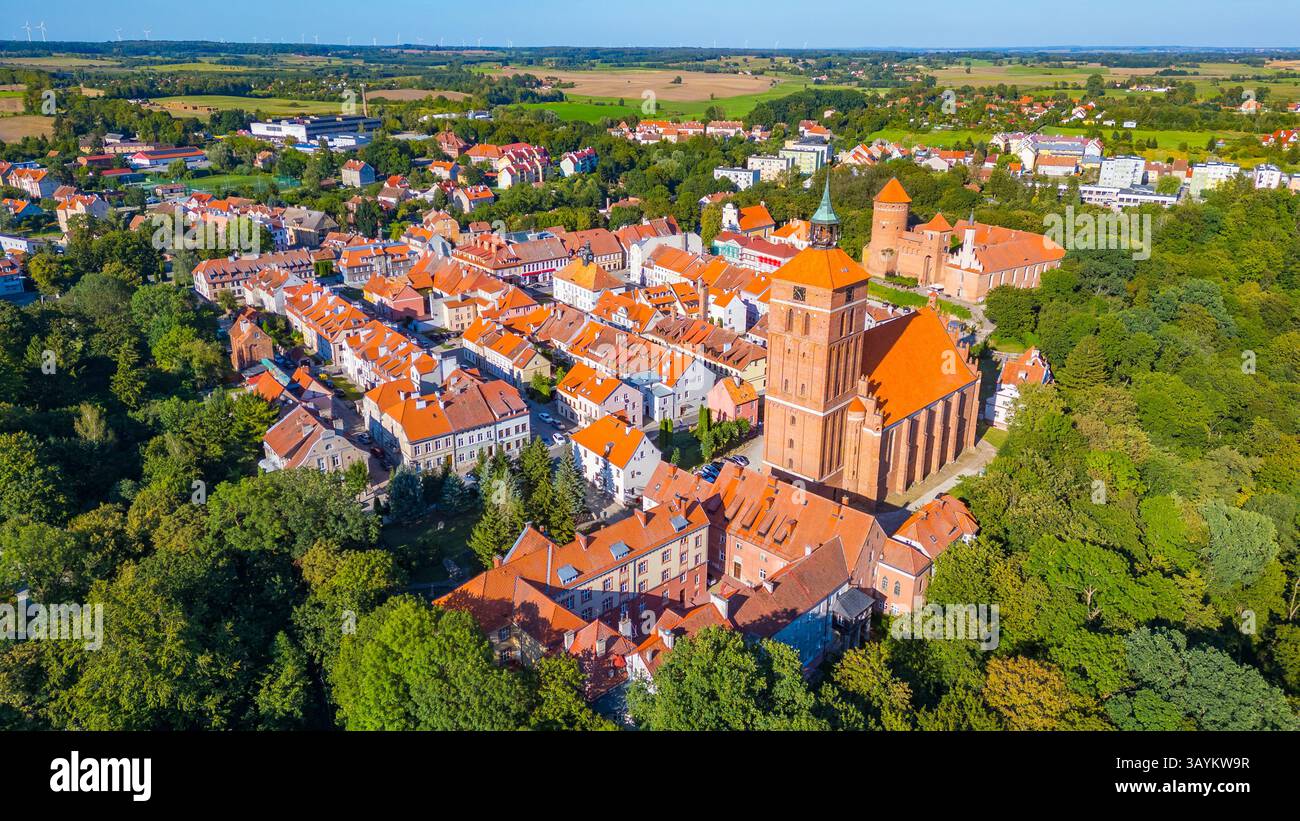 Vista panoramica della città polacca Reszel. IMMAGINE Foto Stock