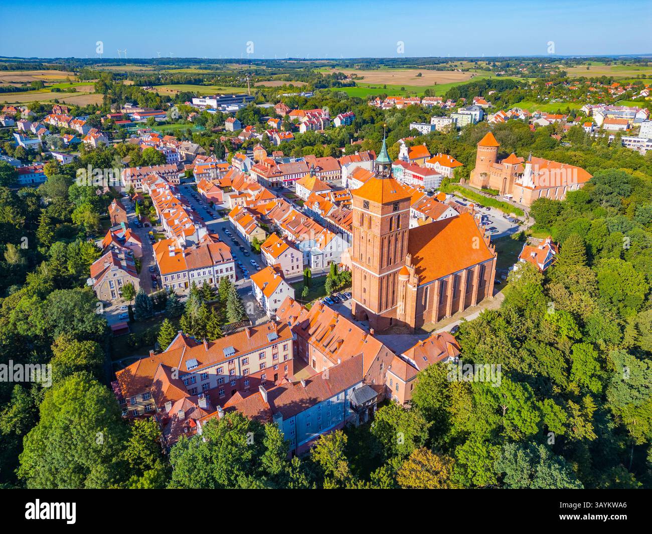 Vista panoramica della città polacca Reszel. IMMAGINE Foto Stock