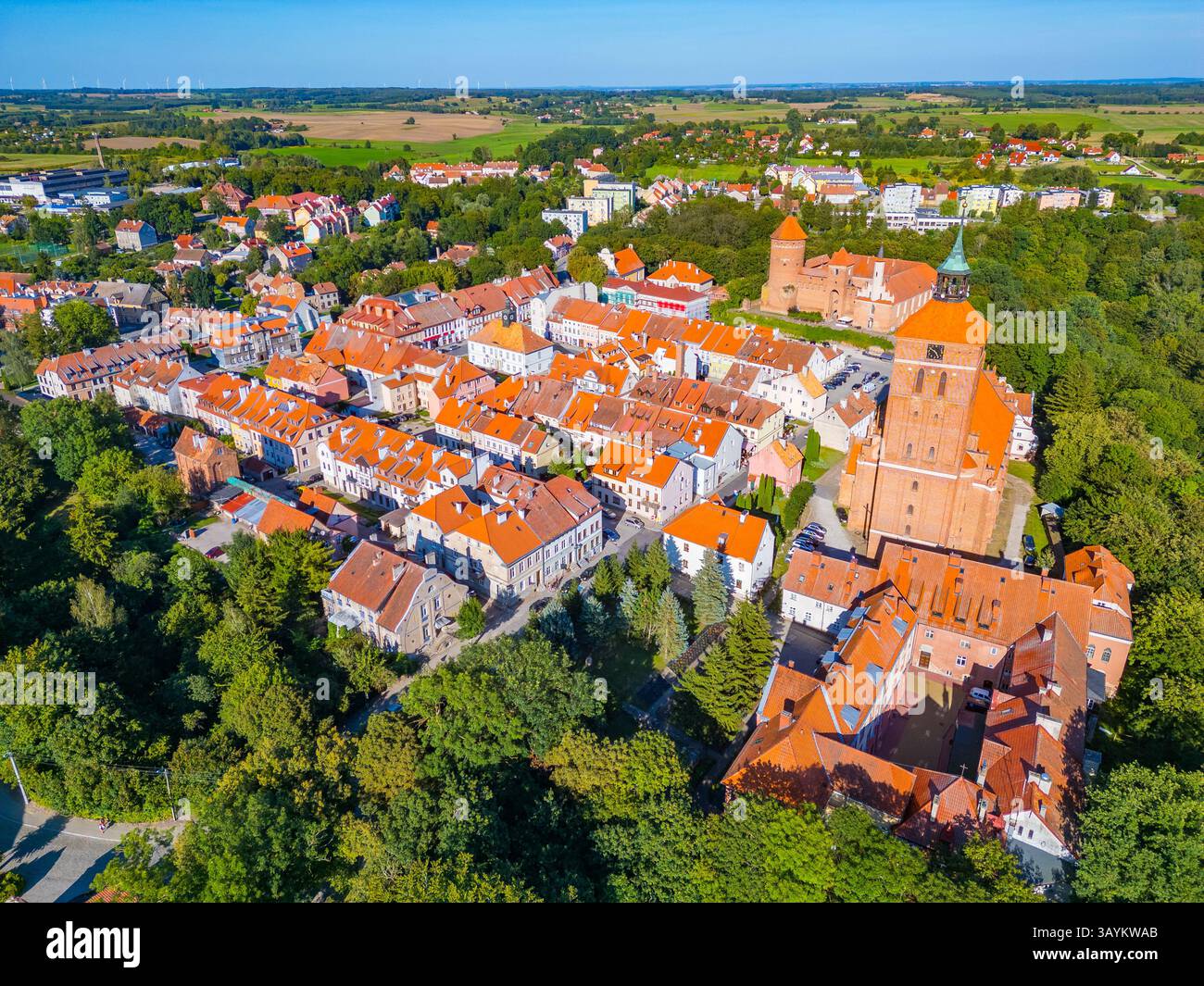 Vista panoramica della città polacca Reszel. IMMAGINE Foto Stock