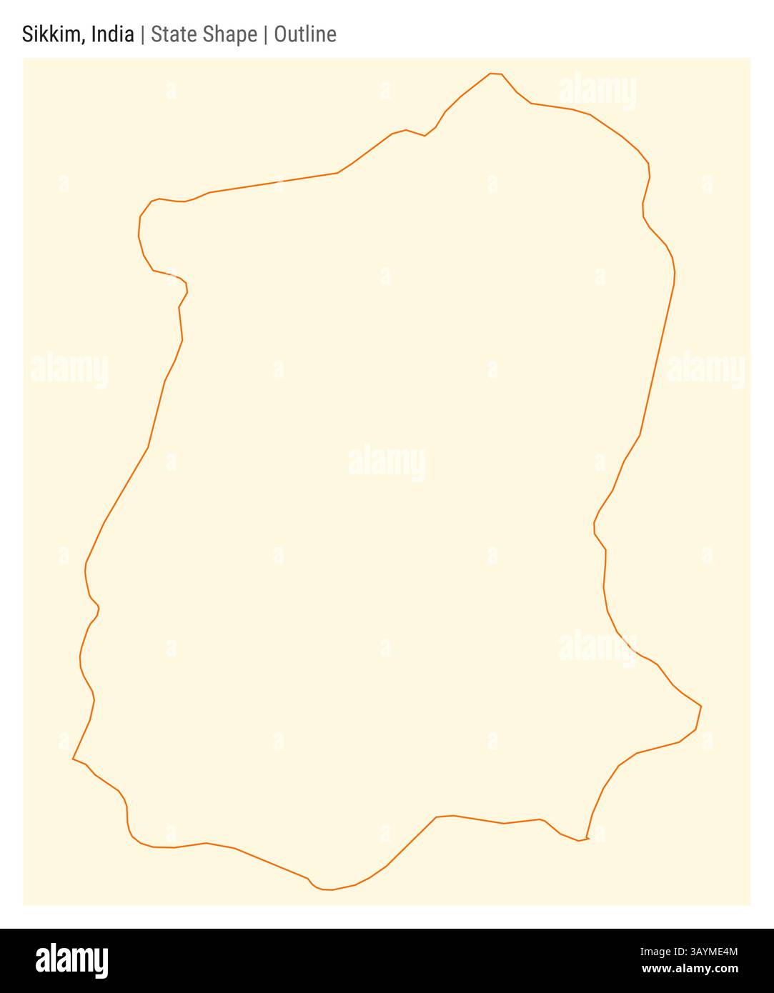 Sikkim, India. Semplice mappa vettoriale. Stato forma. Stile contorno. Confine del Sikkim. Illustrazione vettoriale. Illustrazione Vettoriale