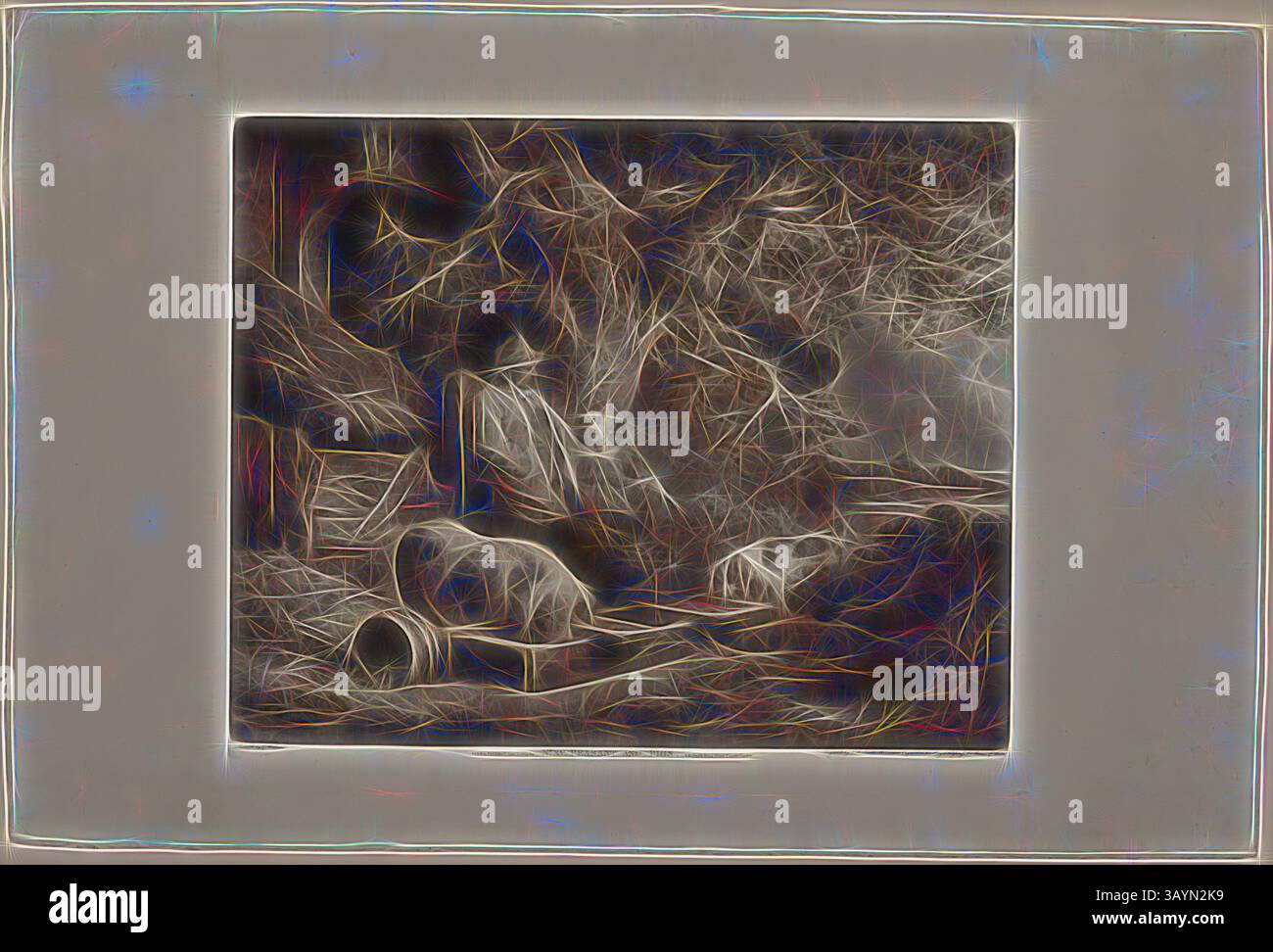 Un ambiente tranquillo caratterizzato da un ambiente esterno appartato, con texture delicate e linee morbide che creano un'atmosfera eterea. La composizione include elementi della natura, evocando un senso di quiete contemplazione e tranquillità. Contadino e maiali, 1803, John Raphael Smith (inglese, 1752-1812), dopo George Morland (inglese, 1763-1804), Inghilterra, Mezzotint su carta bianca a forma di tessuta, 444 x 554 mm (immagine), 472 x 555 mm (piatto), 596 x 890 mm (foglio) Arte classica con un tocco moderno reimmaginato da Artotop Foto Stock