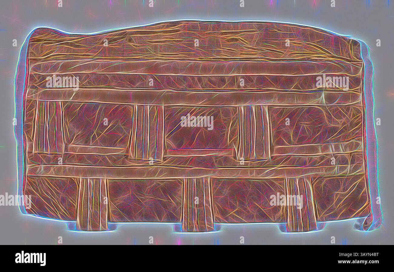 Rappresentazione astratta e strutturata di una struttura rettangolare, caratterizzata da motivi stratificati e contorni vivaci, che creano un senso di profondità e complessità. Campione (Dress trimming), 1815/35, Inghilterra o Francia, Francia, seta, tessuti semplici e seta, tessuti in raso, cuciti, spallati con seta, tessitura semplice, dimensioni, impasto di cotone, bordato con cordone di cotone avvolto con seta, tessitura liscia, 24,77 x 42,23 cm (9 3/4 x 16 5/8 poll.) Arte classica con un tocco moderno reinventata da Artotop Foto Stock