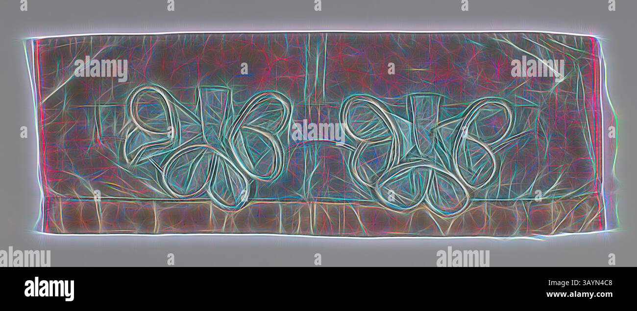 Una delicata disposizione di nastri intricati, adornati da contorni vibranti che danno un senso di profondità e movimento. I nastri sono posizionati su uno sfondo testurizzato, creando un'estetica eterea e astratta. Campione (Dress trimming), 1815/35, Inghilterra o Francia, Francia, seta, tessitura semplice, applicazione con seta, tessitura semplice e seta, tessitura in raso, interfoderata con cotone, tessitura semplice, bordata con cordonatura rivestita di seta, tessitura in raso, 19,69 x 56,52 cm (7 3/4 x 1/4 poll.) Arte classica con un tocco moderno reinventata da Artotop Foto Stock