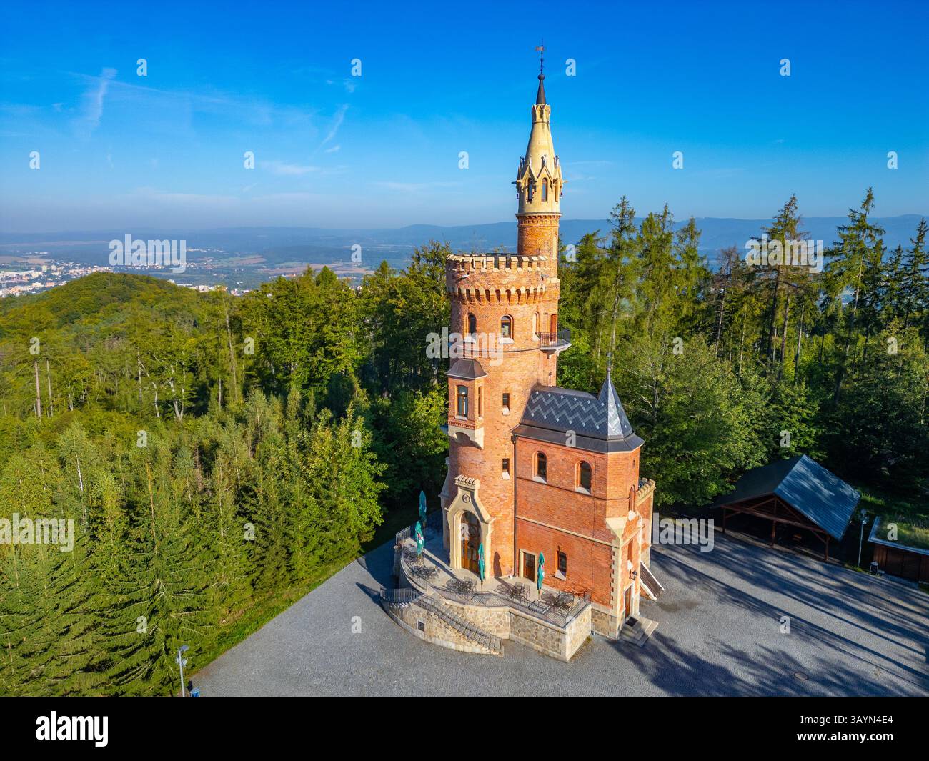 Goethe's Lookout Tower a Karlovy Vary, repubblica Ceca. IMMAGINE Foto Stock