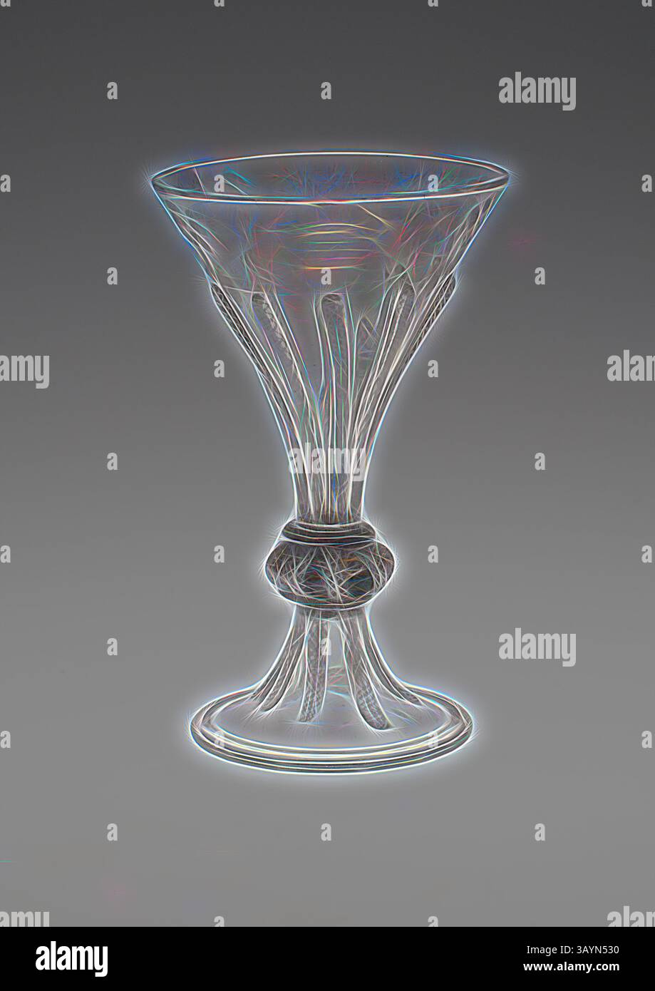 Un vetro dal design elegante con bordo svasato e dettagli a stelo, che sfoggiano una silhouette delicata e artistica. Calice inciso con scene di caccia, c. 1680, Boemia, Repubblica Ceca, Boemia, vetro, H. 16,5 cm (6 1/2 poll.) Arte classica con un tocco moderno reinventata da Artotop Foto Stock