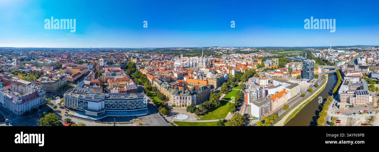 Panorama della città vecchia di Pilsen, repubblica Ceca. IMMAGINE Foto Stock