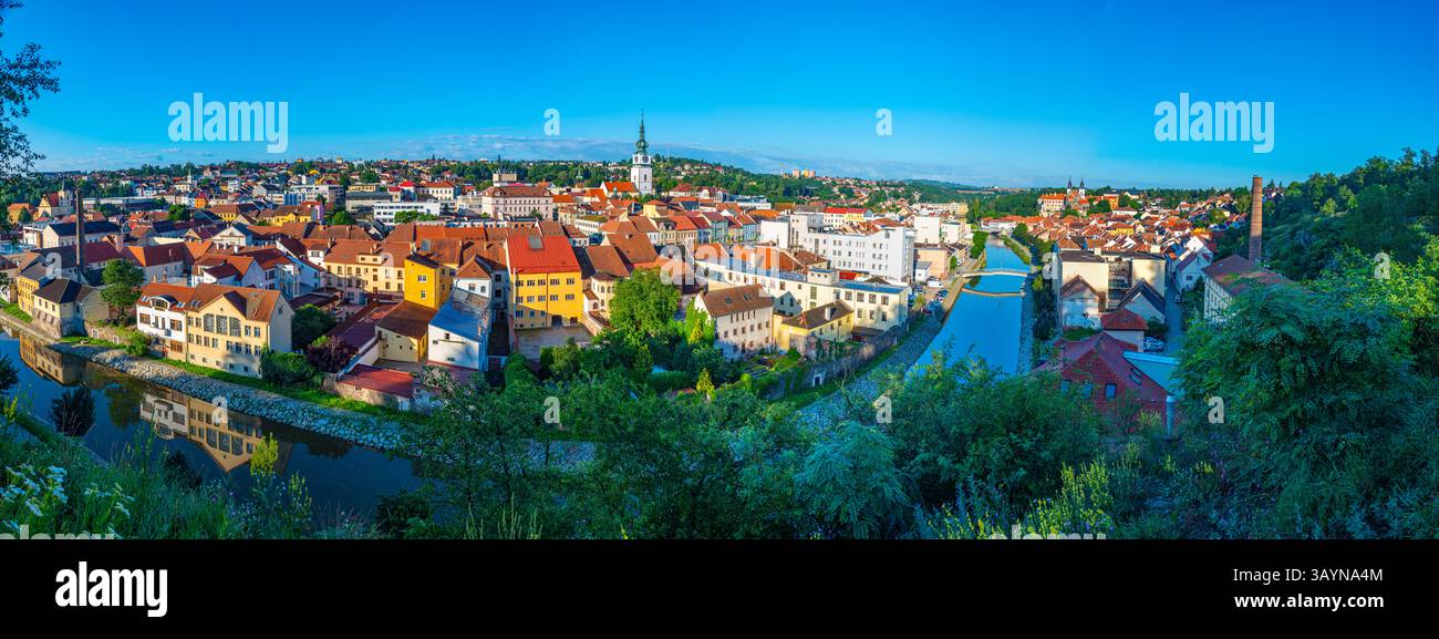 Panorama della città vecchia di Trebic in repubblica Ceca. IMMAGINE Foto Stock