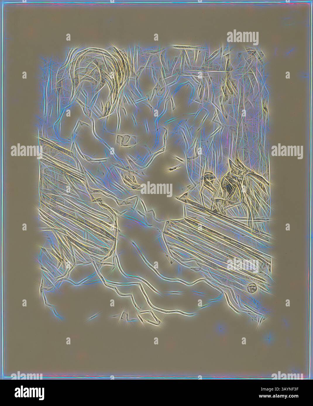 Una rappresentazione stravagante di una figura serena con capelli fluenti, circondata da forme astratte. La scena trasmette un senso di tranquillità e mistero, invitando una contemplazione più profonda. Emilienne d’Alenc, da Treize Lithographies, 1898, pubblicato prima del 1906, Henri de Toulouse-Lautrec, francese, 1864-1901, Francia, litografia su carta intrecciata color crema, 292 x 243 mm (immagine), 392 x 321 mm (foglio) Arte classica con un tocco moderno reinventata da Artotop Foto Stock