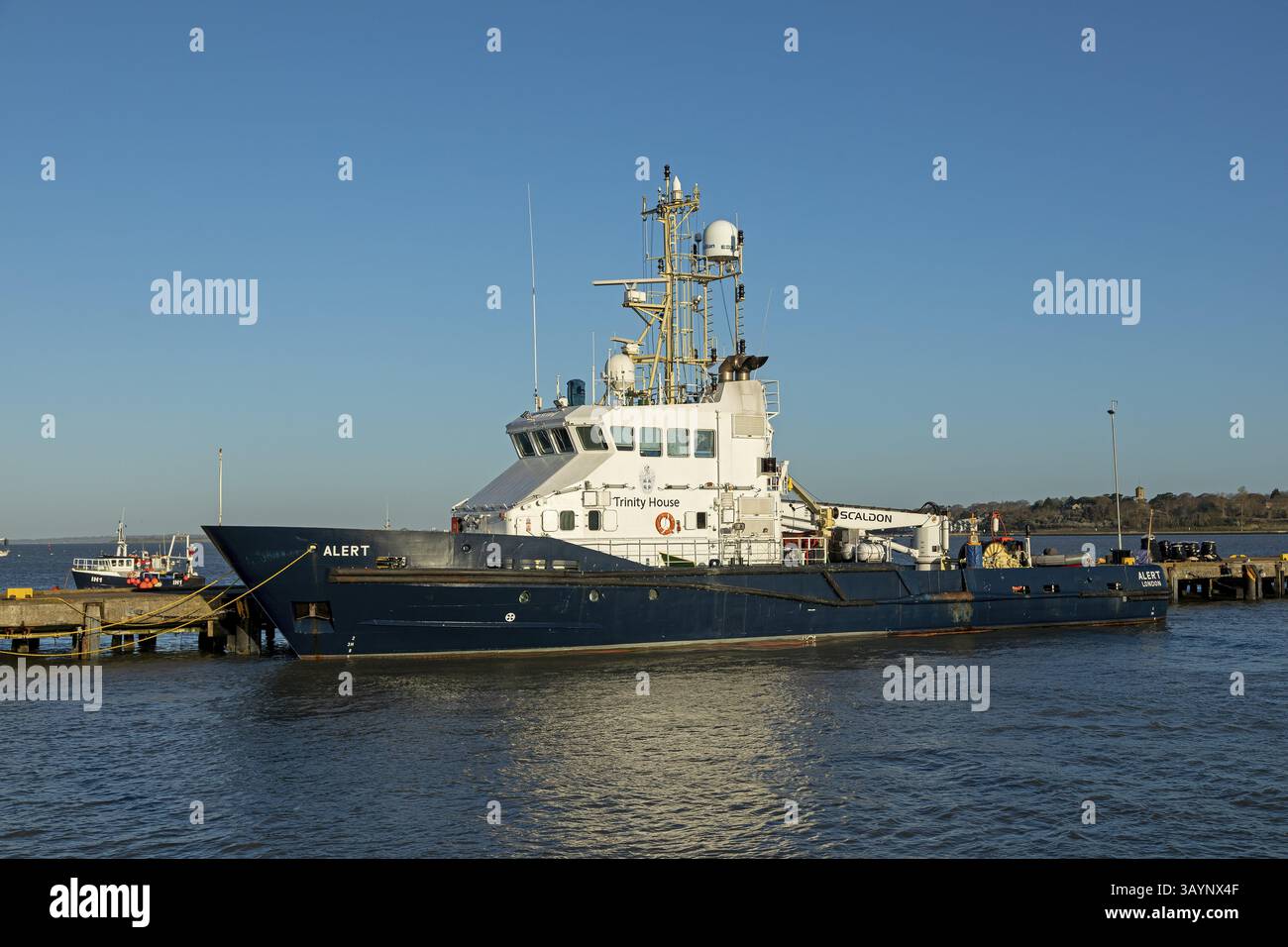 Trinity House Support Vessel Alert, Harbour, Harwich, Suffolk, Inghilterra, gran Bretagna Foto Stock