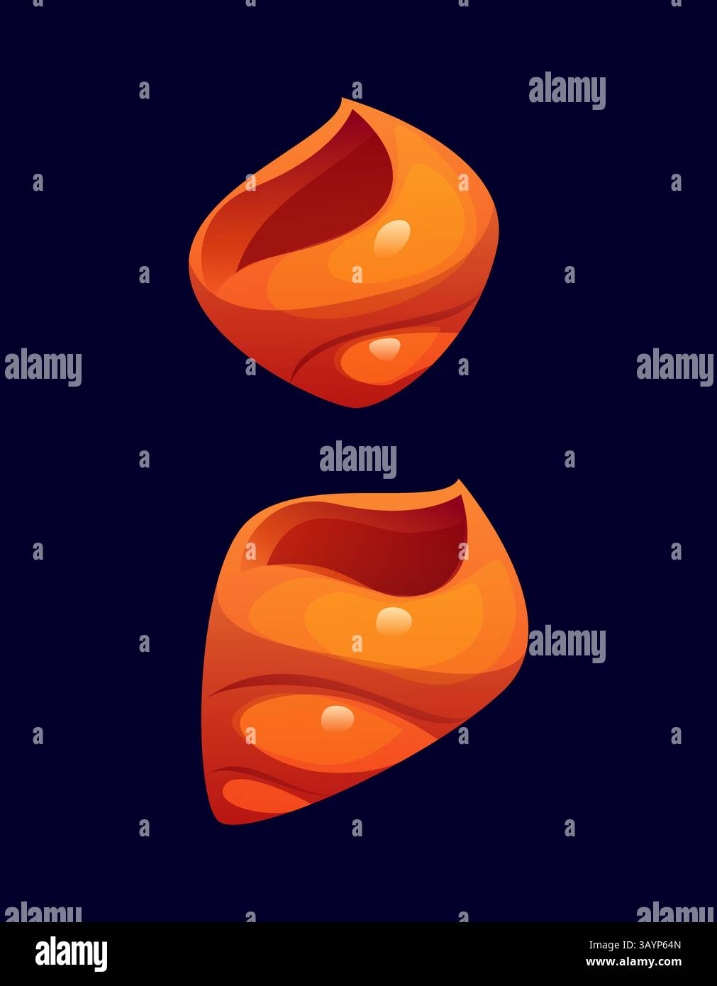 Punteggiatura dei caratteri dei cartoni animati Sea Seashell punto e virgola. Simbolo di cozze oceaniche, simbolo di tipo conchiglia della barriera corallina. Guscio di molluschi subacquei Engl Illustrazione Vettoriale