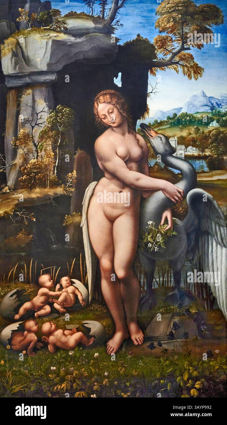 San Domenico in adorazione del crocifisso - affresco - Beato Angelico -1442 - Firenze, Convento di San Marco, chiostro di S. Antonino Foto Stock