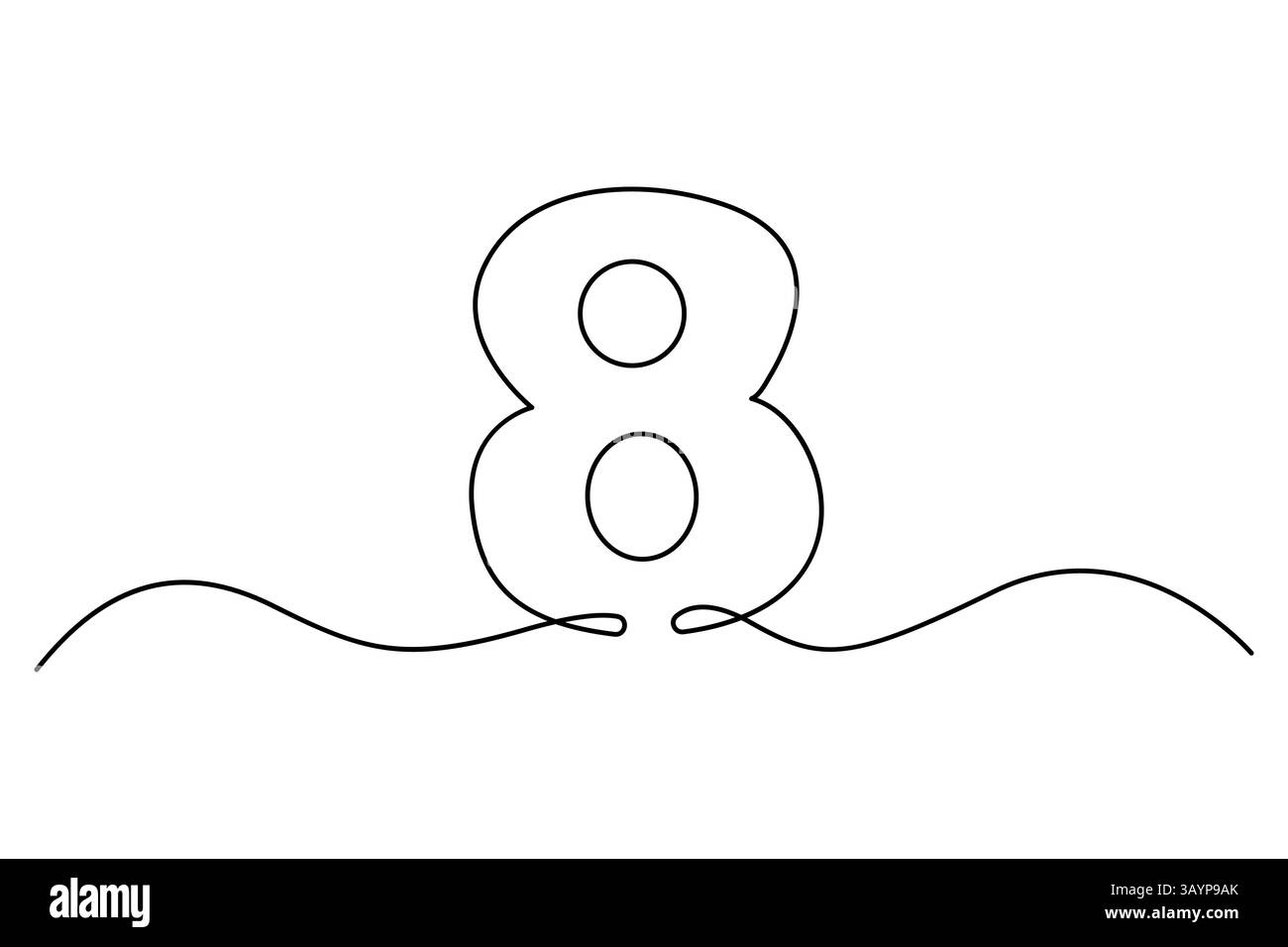 Numero 8 Continuous Line Art of an Eight Symbol Illustrazione Vettoriale