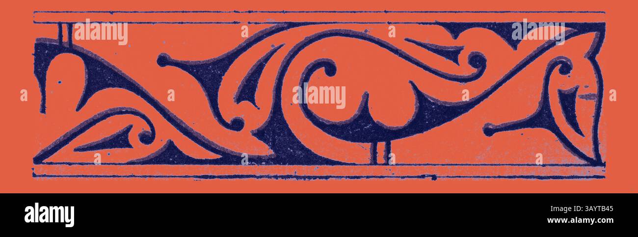 Un bordo decorativo caratterizzato da intricati motivi vorticosi ed eleganti fioriture, che sfoggiano un mix di forme organiche e linee raffinate. Decorazioni arabe in stile classico con un tocco moderno reinventato da Artotop Foto Stock