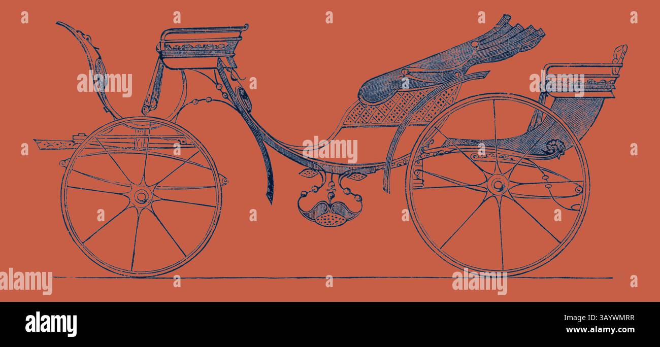Una carrozza dal design complesso con ruote eleganti e dettagli decorati, che mostra la maestria artigianale di un'epoca passata. Cab Phaeton Classic art con un tocco moderno reinventato da Artotop Foto Stock
