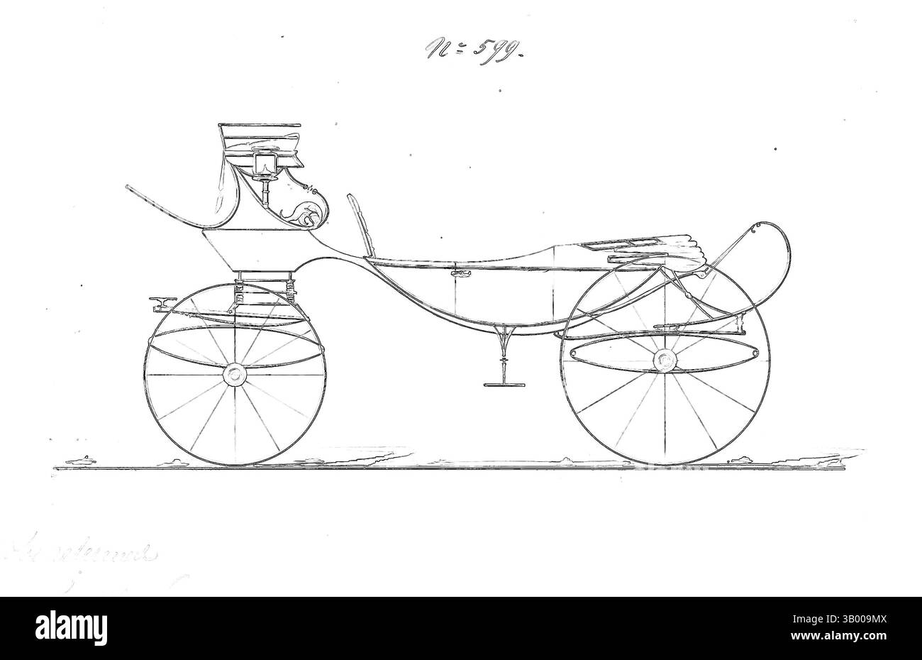 Una carrozza vintage con ruote eleganti e dettagli delicati, sullo sfondo vibrante e vorticoso. Arte classica con un tocco moderno reinventata da Artotop Foto Stock